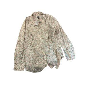 Talbots Woman Floral Button-Up Blouse Size 16W Career Cottage Core